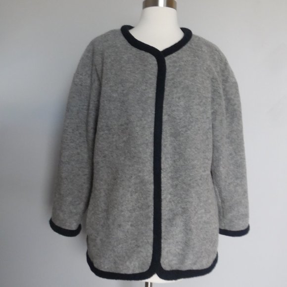 J.Crew Boiled Wool Sweater Knit Wrap Tie Gray Winter Fall Jacket Coat - Picture 4 of 11